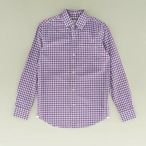 LOFT Purple & White Gingham 100% Cotton Long Sleeved Shirt